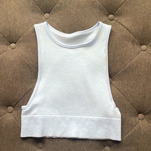 light blue comic sunshine cropped tank